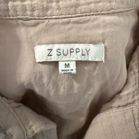 Z Supply New Light Mini Dress Putty Sz M 100% Cotton Gauze Sleeveless Button Up - Picture 8 of 10